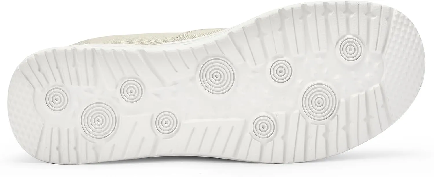 Mens Hands Free Slip-on Loafers Shoes Wide Width Casual Canvas Loafers Shoes Mens Boat Shoes Lightweight Non-Slip Walking Shoes Soft Sneakers