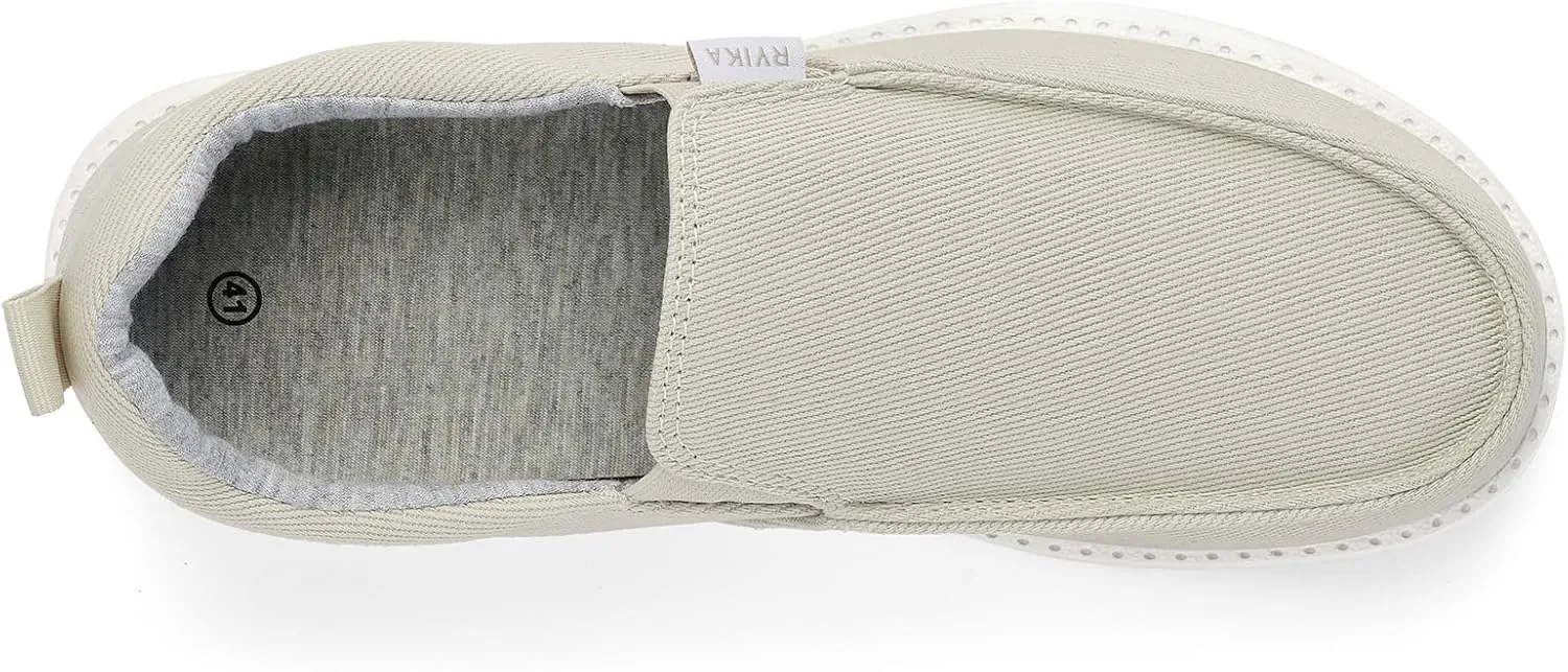 Mens Hands Free Slip-on Loafers Shoes Wide Width Casual Canvas Loafers Shoes Mens Boat Shoes Lightweight Non-Slip Walking Shoes Soft Sneakers