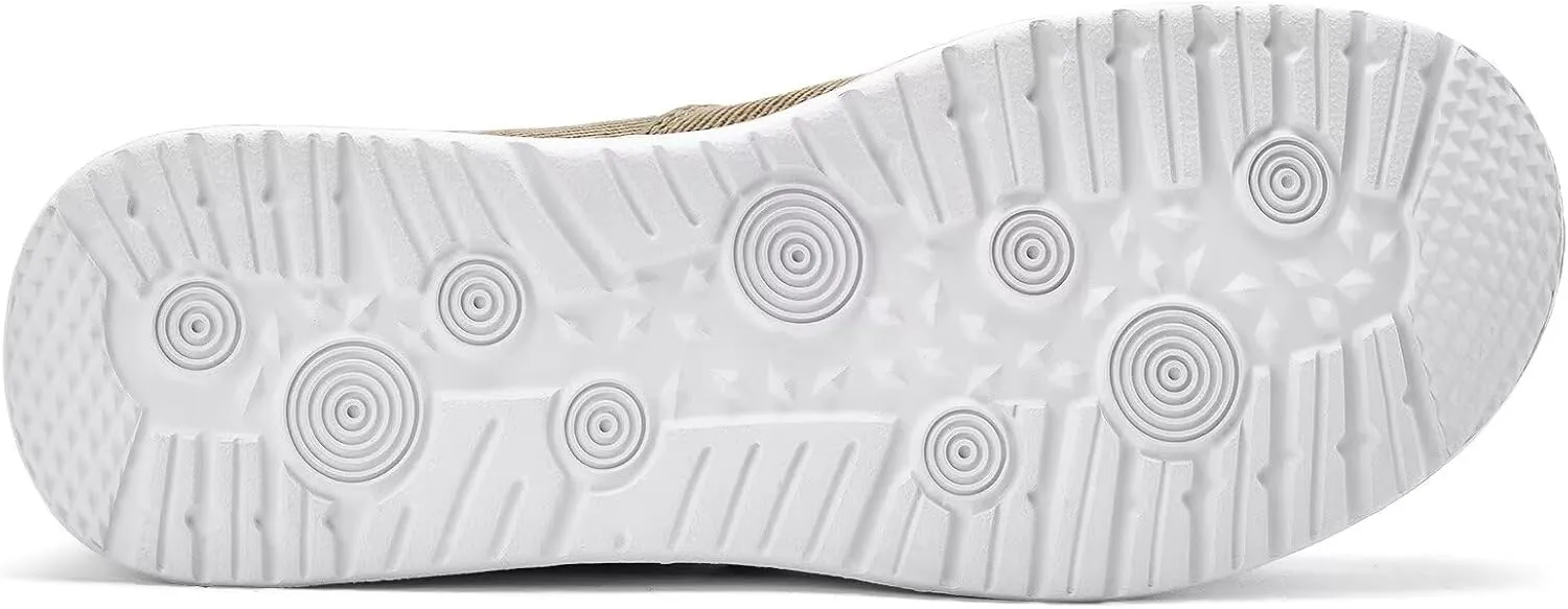 Mens Hands Free Slip-on Loafers Shoes Wide Width Casual Canvas Loafers Shoes Mens Boat Shoes Lightweight Non-Slip Walking Shoes Soft Sneakers