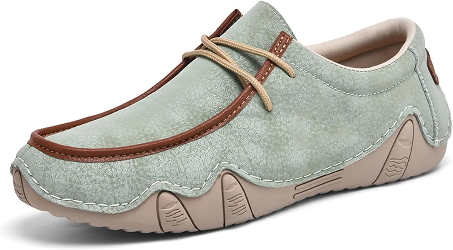Men's Leather Orthopedic Loafers Comfort Arch Support Non Slip Lace up Casual Shoes Lightweight Work Driving Traveling Walking Shoes