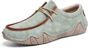 Men's Leather Orthopedic Loafers Comfort Arch Support Non Slip Lace up Casual Shoes Lightweight Work Driving Traveling Walking Shoes
