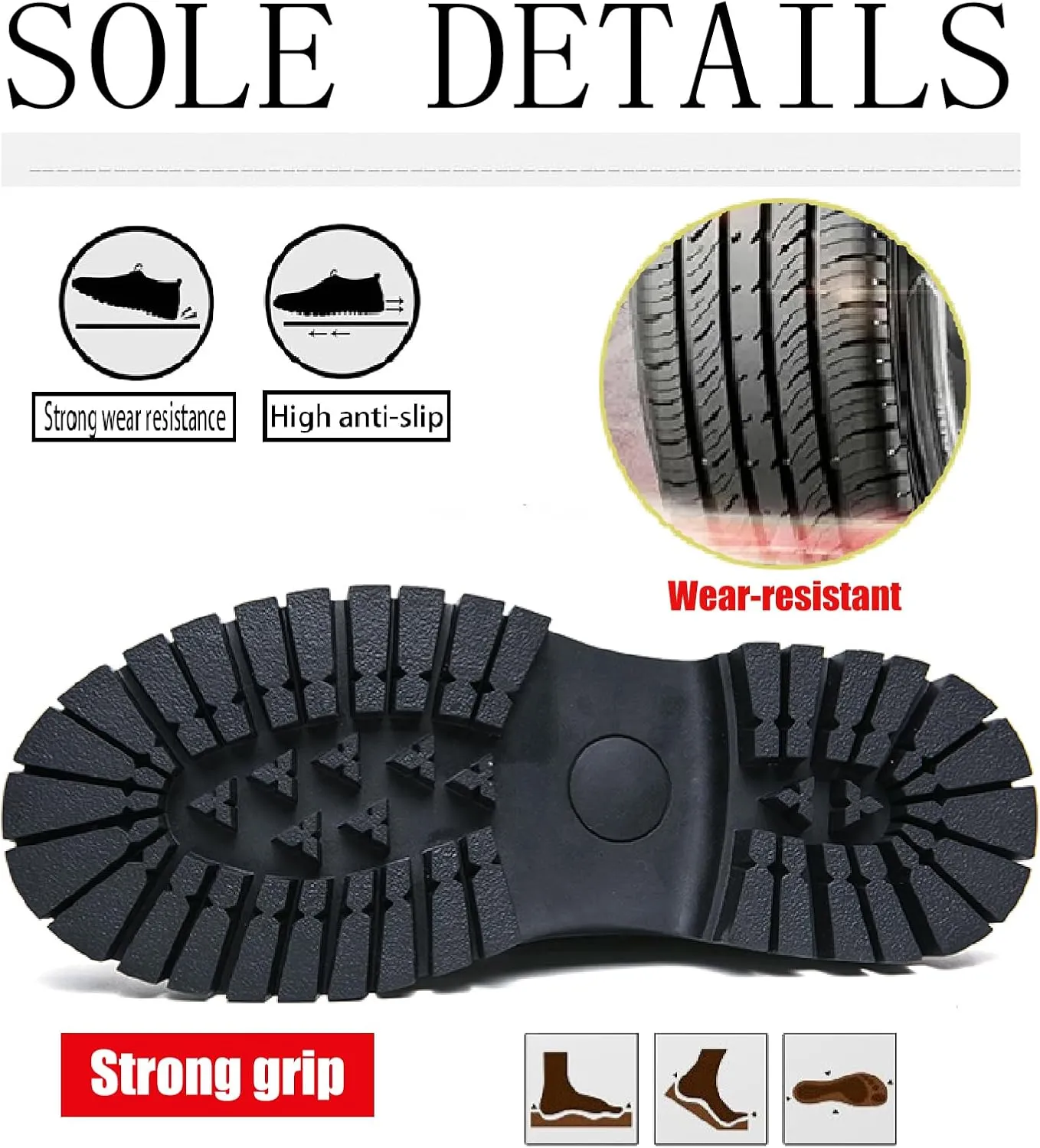 Men's Leather Platform Chukka Boots with Side Zipper Fashion Buckle Straps Non-slip Lug Sole Block Heel Lace Up Combat Booties Punk Biker Motorcycle Short Boots