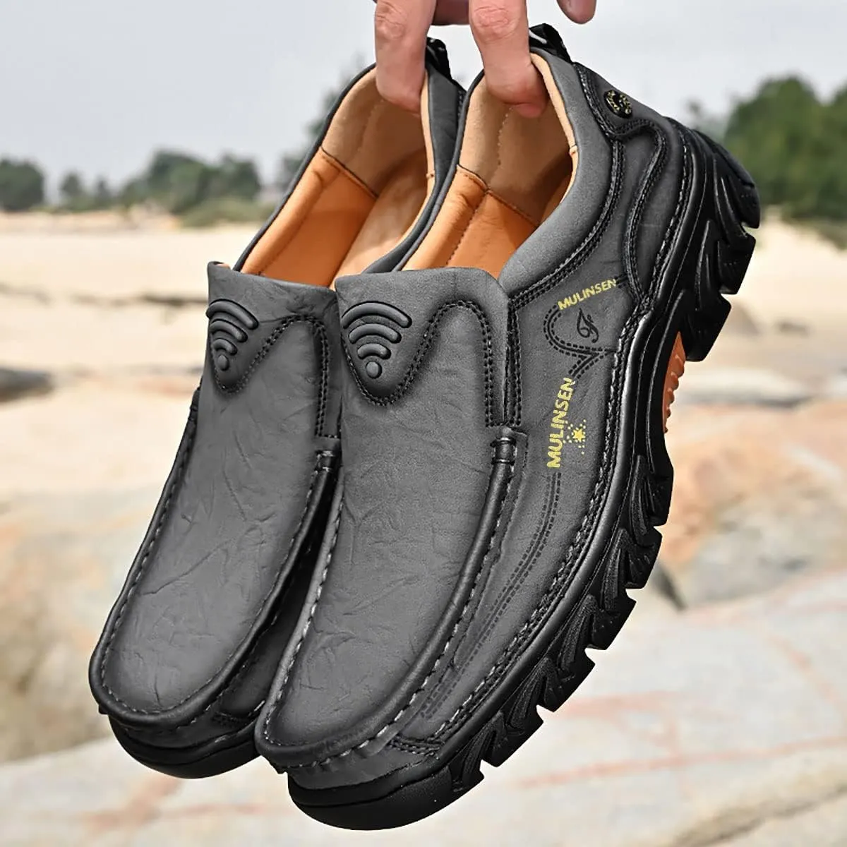 Mens Loafers Casual Slip on Shoes Walking Leather Breathable