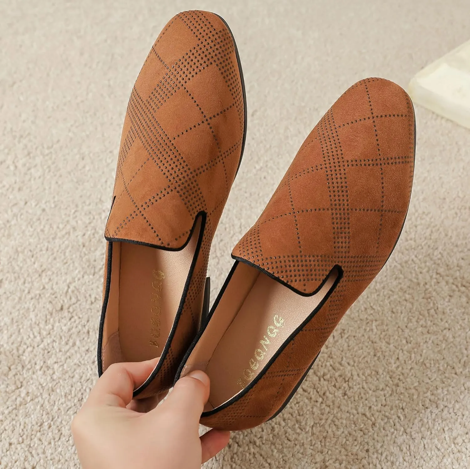 Men's Loafers Mens Slip-on Casual Shoes, Breathable Knit Mesh Fabric Shoes for Men, Driving Fashion Business Woven Shoes