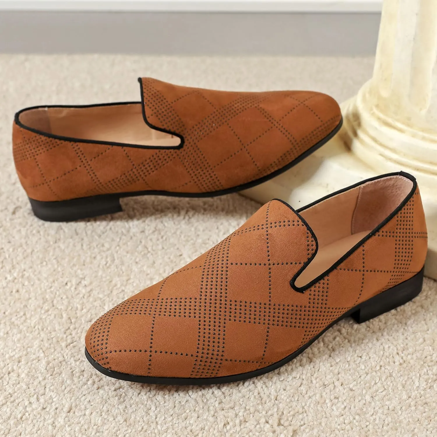 Men's Loafers Mens Slip-on Casual Shoes, Breathable Knit Mesh Fabric Shoes for Men, Driving Fashion Business Woven Shoes