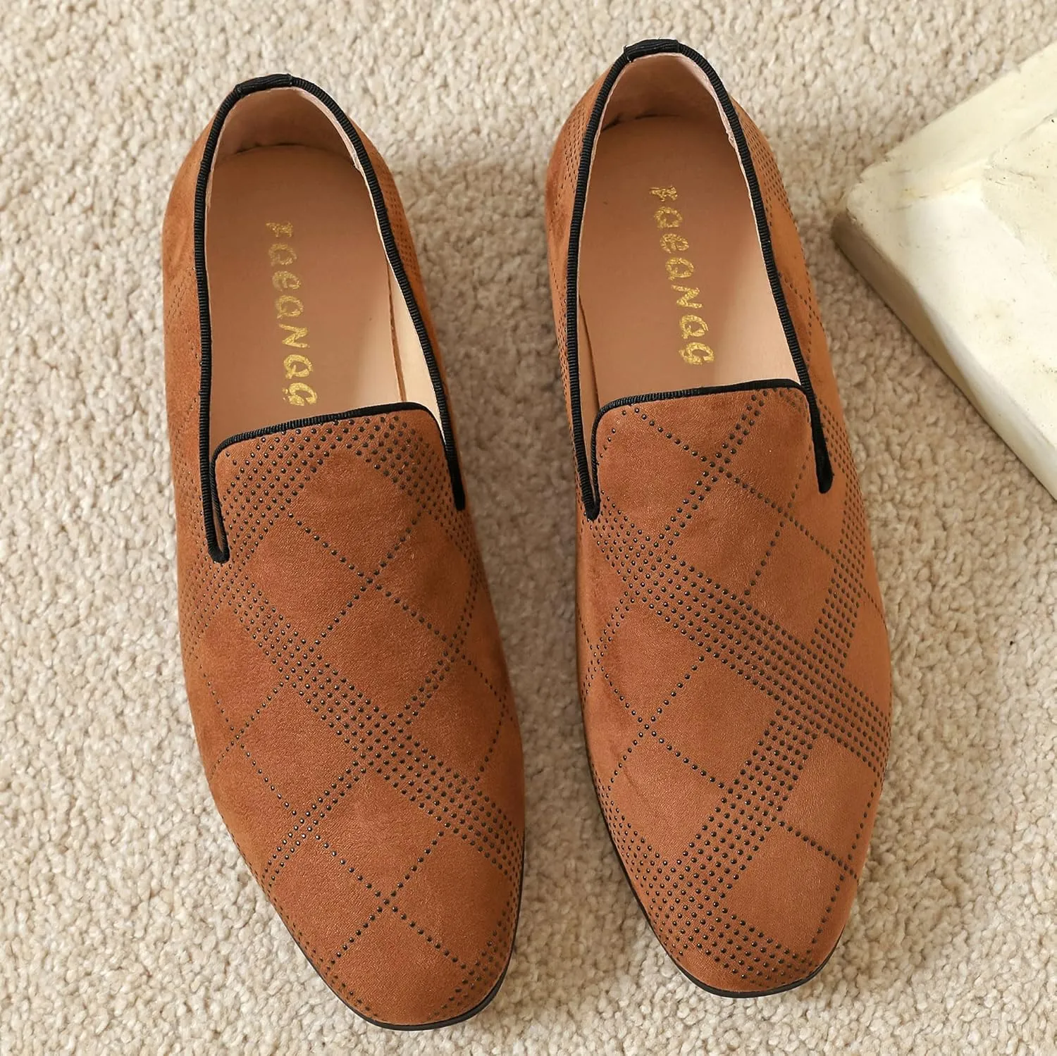 Men's Loafers Mens Slip-on Casual Shoes, Breathable Knit Mesh Fabric Shoes for Men, Driving Fashion Business Woven Shoes