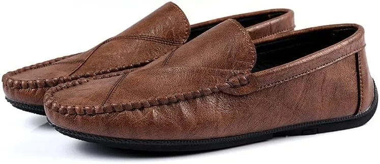 Men's Loafers Shoes Round Toe Vegan Leather Driving Style Loafer Slip Resistant Lightweight Comfortable Prom Outdoor Slip-on