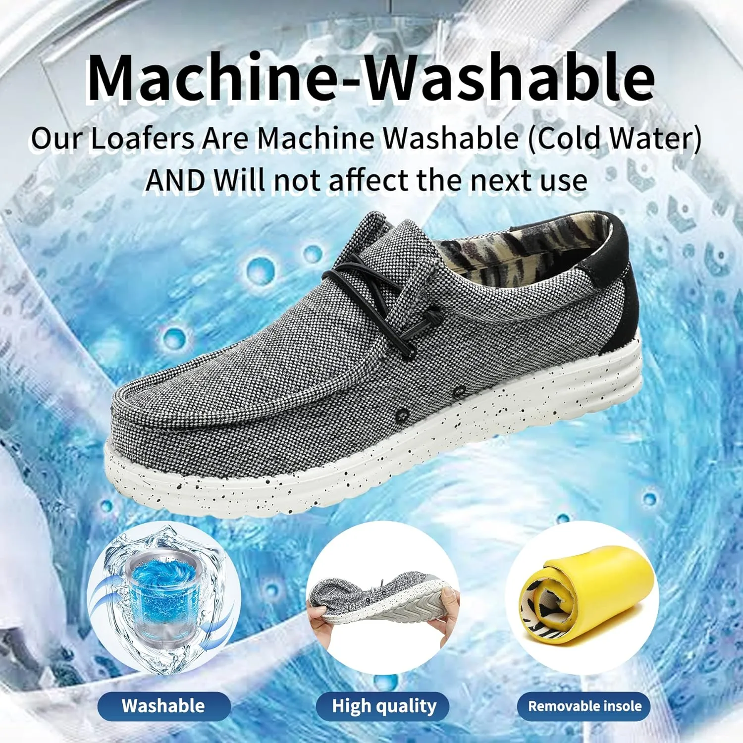 Men's Machine Washable Loafers Lace Up Slip On Casual Comfortable and Breathable Boat Shoes for Work Lightweight Soft Sole Traveling Shoes Gifts for Men Zapatos para Casuales