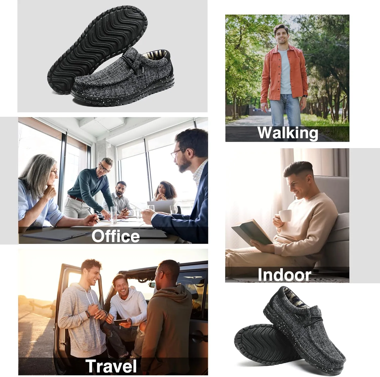 Men's Machine Washable Loafers Lace Up Slip On Casual Comfortable and Breathable Boat Shoes for Work Lightweight Soft Sole Traveling Shoes Gifts for Men Zapatos para Casuales