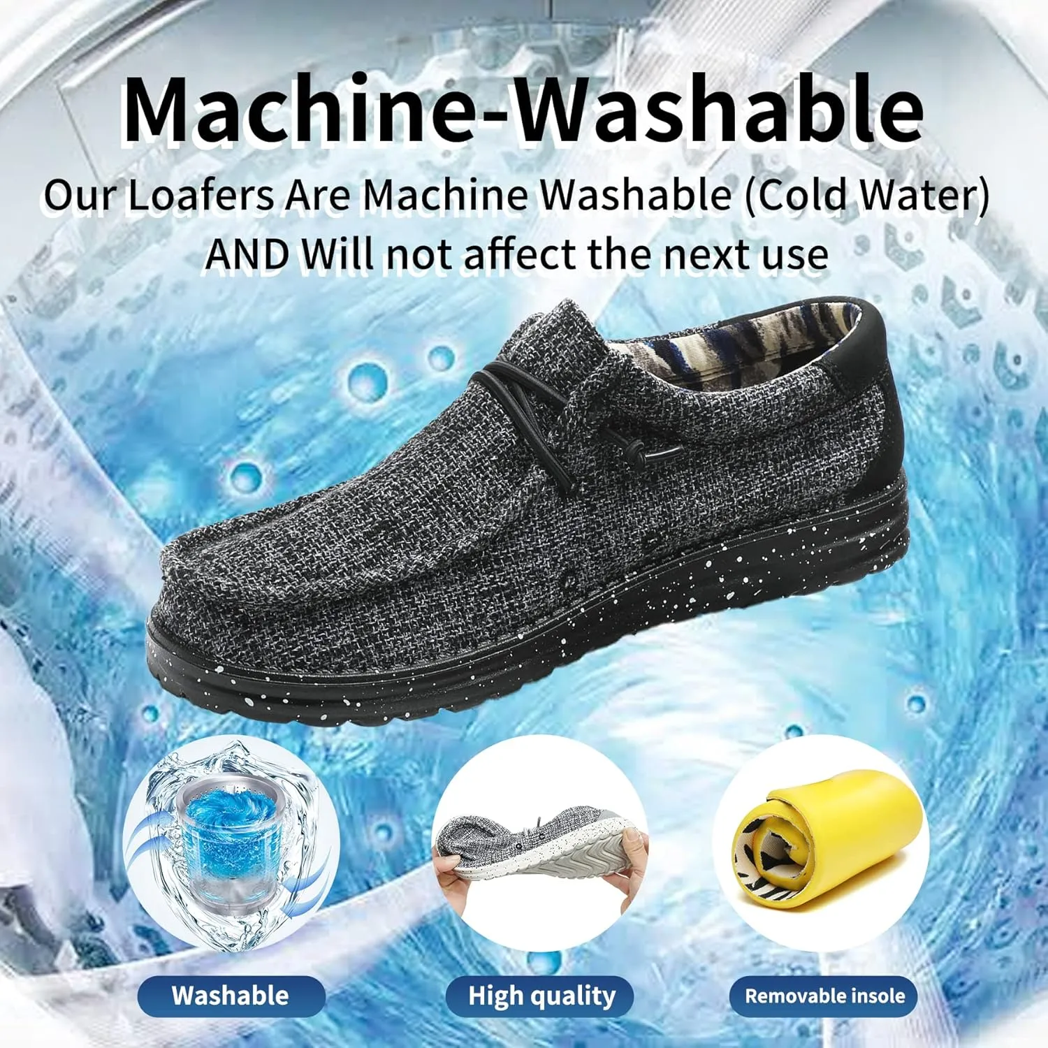 Men's Machine Washable Loafers Lace Up Slip On Casual Comfortable and Breathable Boat Shoes for Work Lightweight Soft Sole Traveling Shoes Gifts for Men Zapatos para Casuales