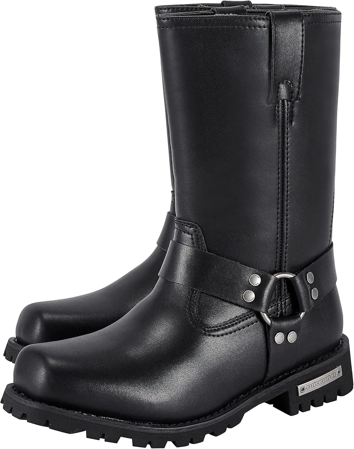 Men's Motorcycle Boot For Riding Waterproof Black PU Leather Boots Mid Calf Boots for Men