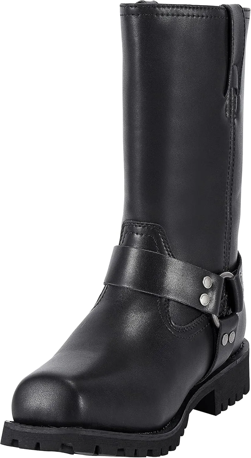 Men's Motorcycle Boot For Riding Waterproof Black PU Leather Boots Mid Calf Boots for Men