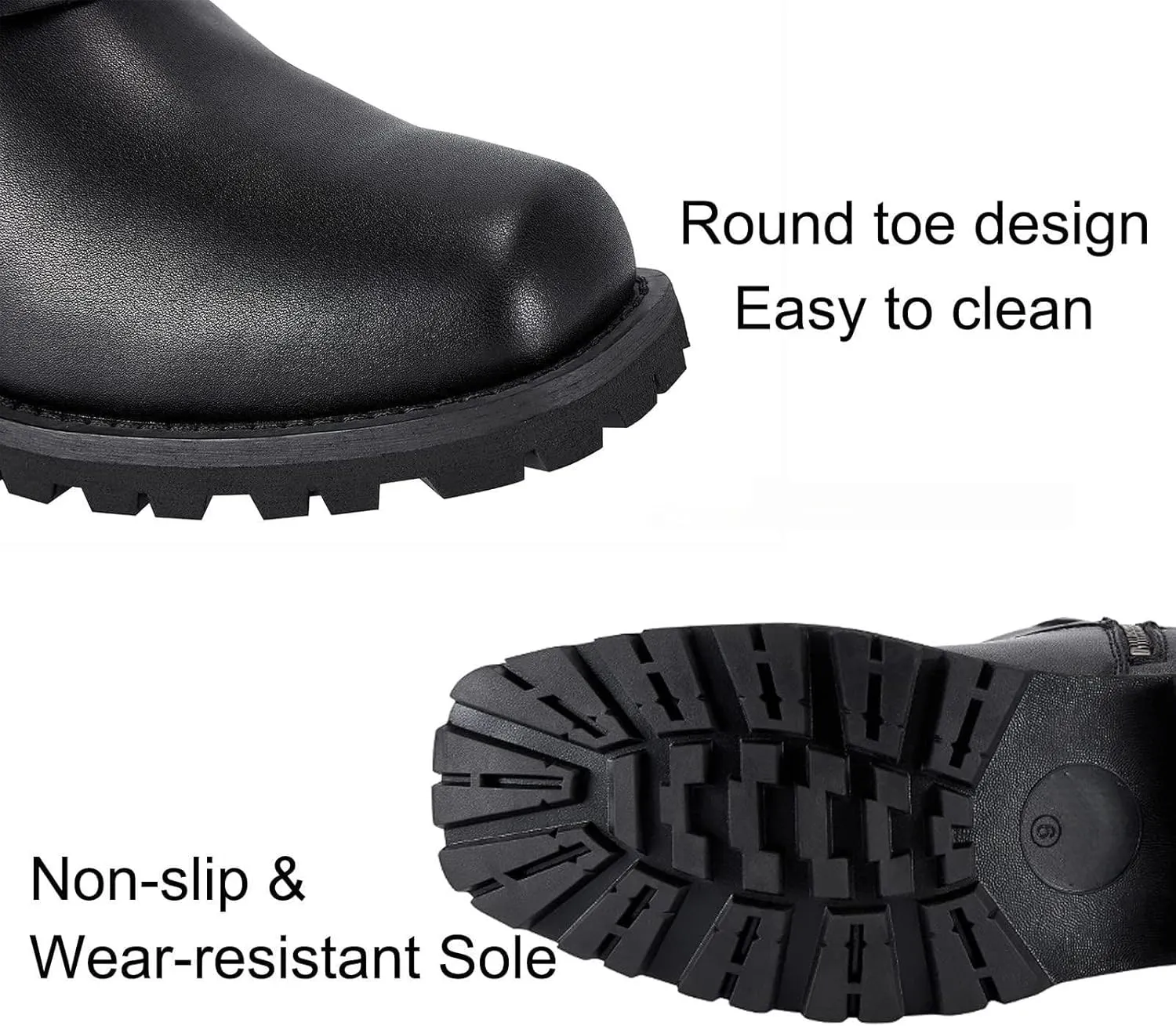 Men's Motorcycle Boot For Riding Waterproof Black PU Leather Boots Mid Calf Boots for Men