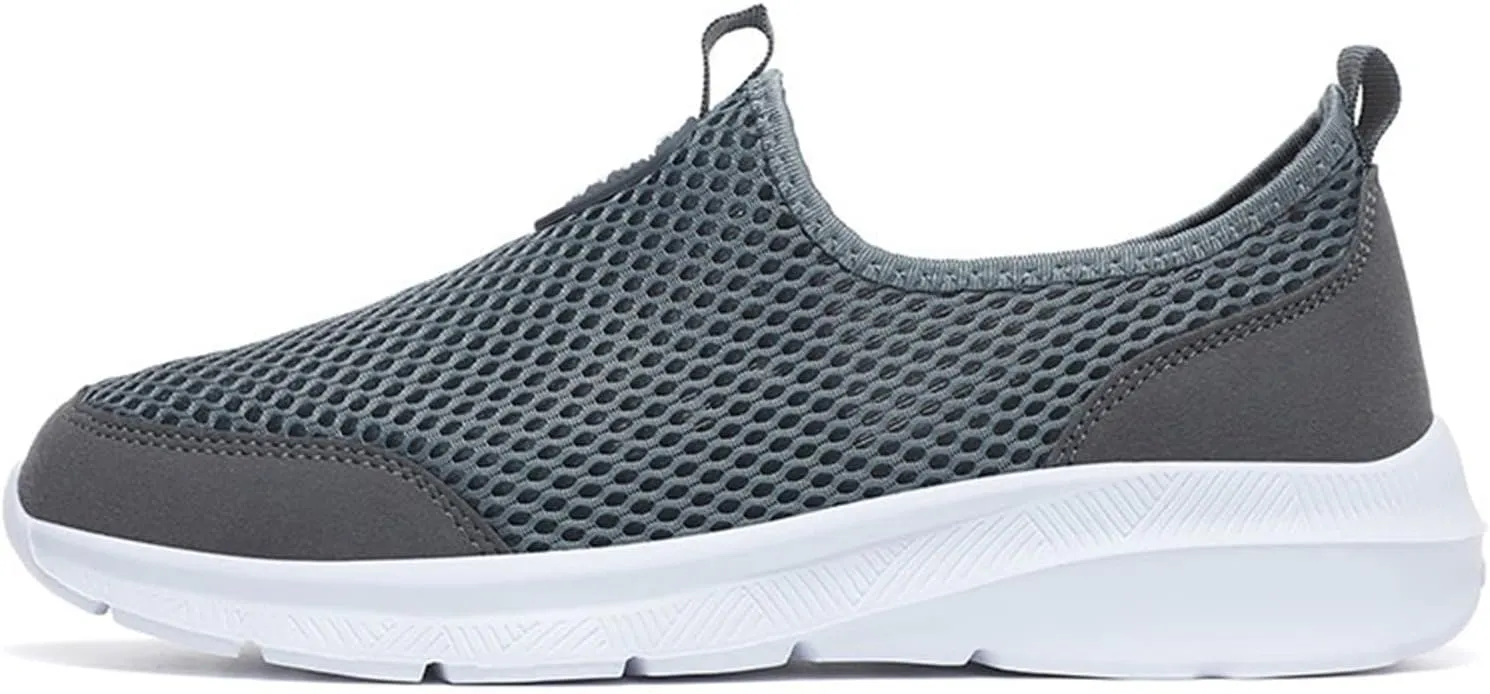 Mens Non Slip Walking Sneakers Lightweight Breathable Slip on Running Shoes Athletic Gym Tennis Shoes for Men