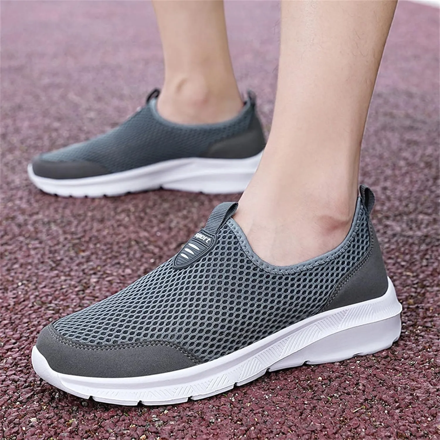 Mens Non Slip Walking Sneakers Lightweight Breathable Slip on Running Shoes Athletic Gym Tennis Shoes for Men