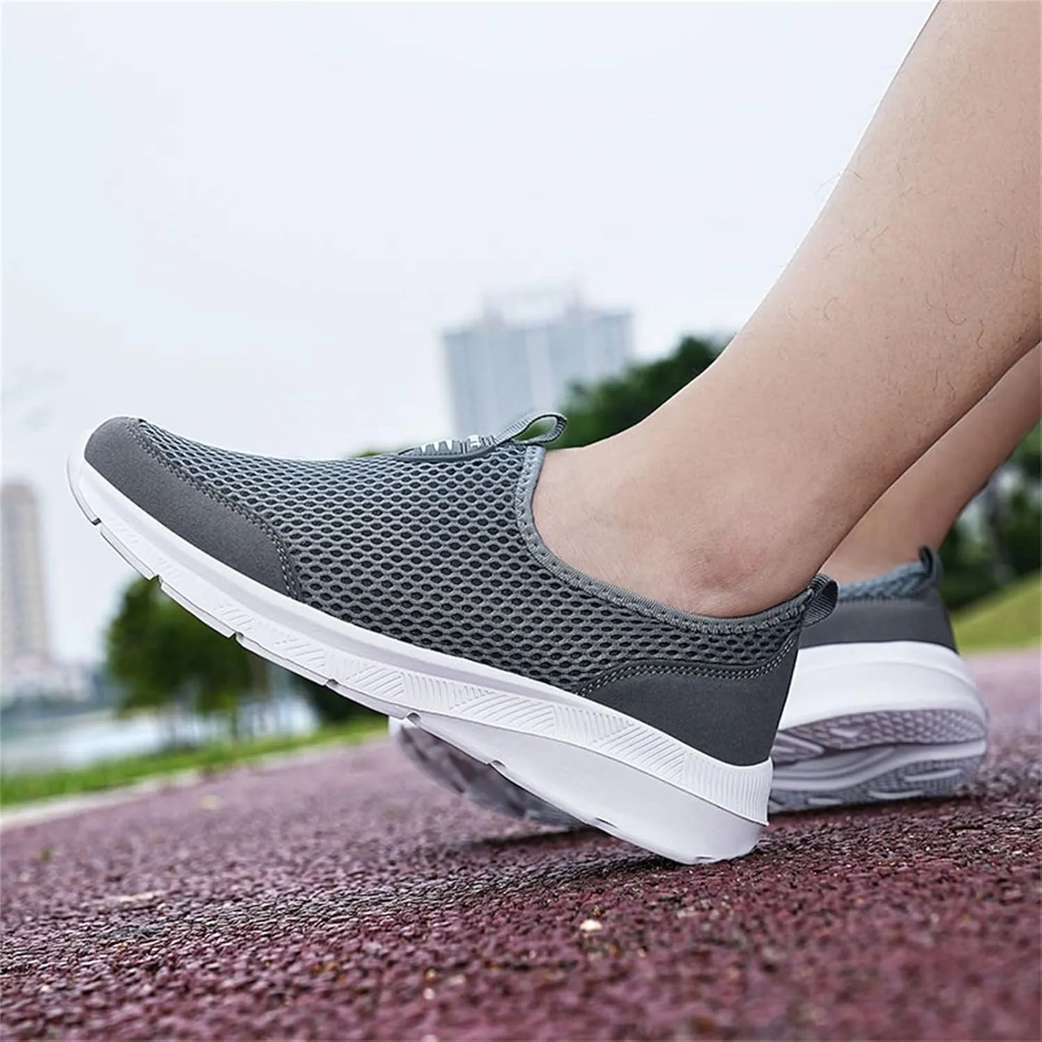 Mens Non Slip Walking Sneakers Lightweight Breathable Slip on Running Shoes Athletic Gym Tennis Shoes for Men