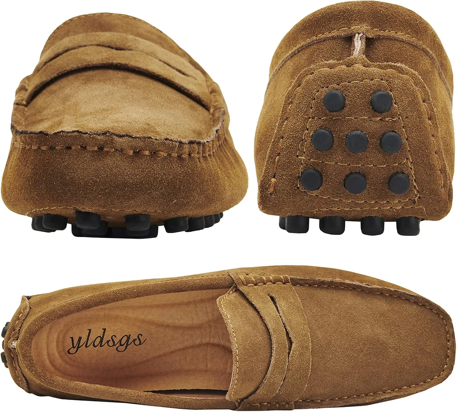 Men's Penny Loafers Moccasin Suede Leather Slip On Casual Dress Driving Shoes