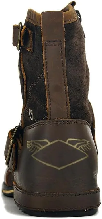 Men's Retro Hiking Boots Classic Breathable Lightweight Non-Slip Outdoor Zip Motorcycle Boots Cowboy Boots
