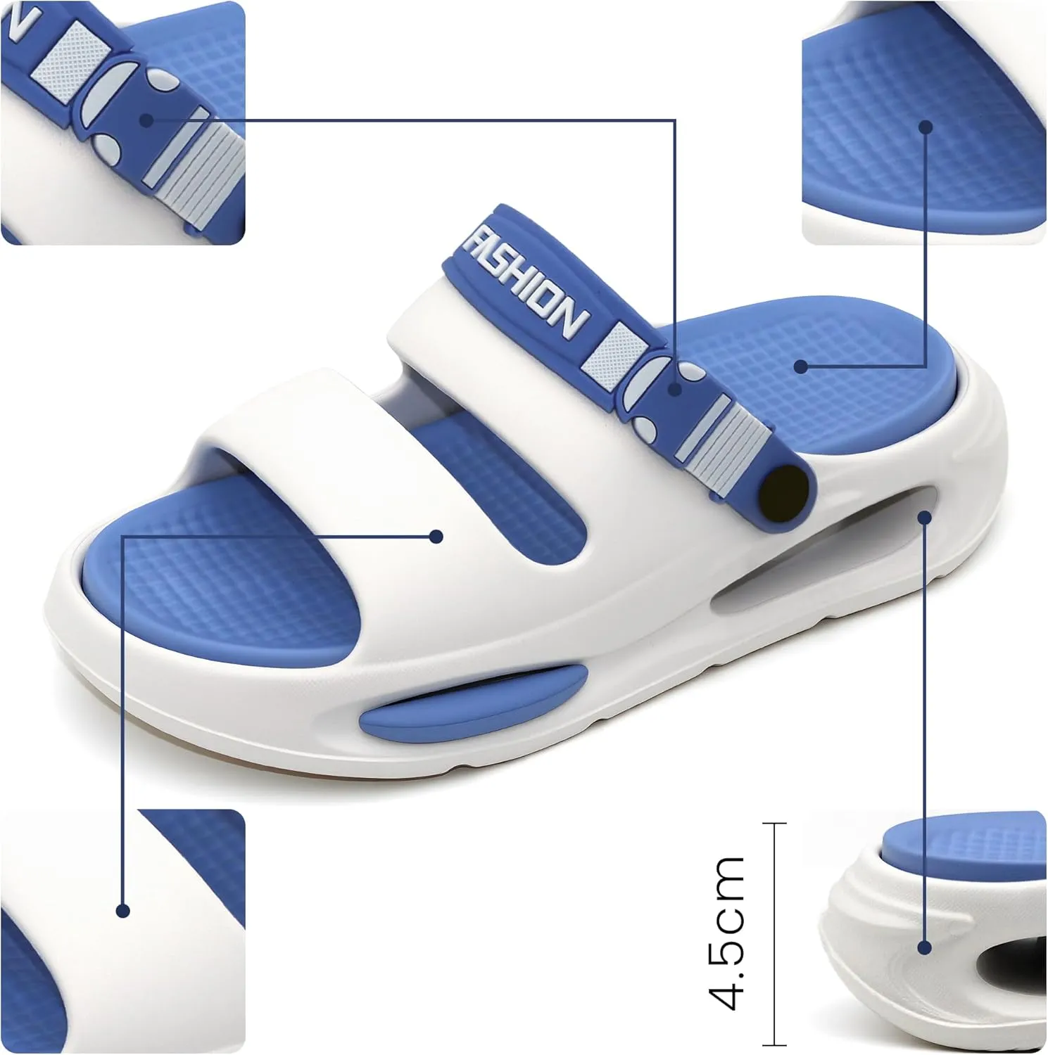 Men's Slide Sandals Indoor and Outdoor, Casual Platform Slide Sandals for Men Spring Summer, Lightweight Comfortable Cushioned Open Toe Men’s Slippers Shoes