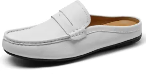 Men’s Slip-On Loafers Handmade Leather Slippers Breathable Comfortable Soft Hand Stitched no-Heel Casual Shoes for Men