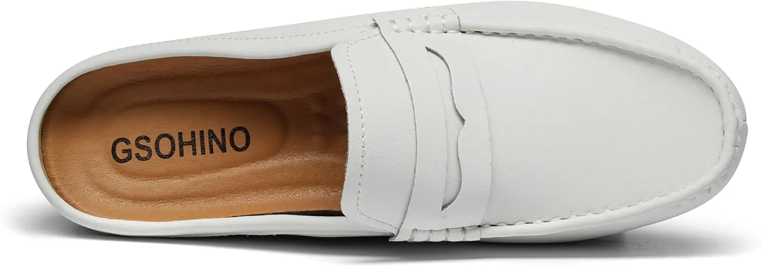 Men’s Slip-On Loafers Handmade Leather Slippers Breathable Comfortable Soft Hand Stitched no-Heel Casual Shoes for Men