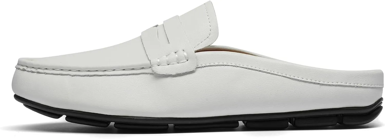 Men’s Slip-On Loafers Handmade Leather Slippers Breathable Comfortable Soft Hand Stitched no-Heel Casual Shoes for Men