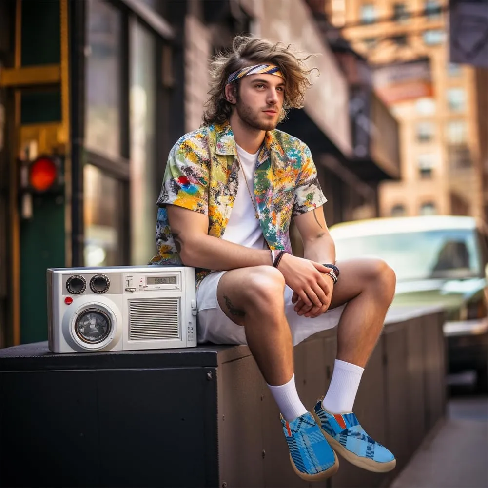 Men's Slip On Sneakers Casual Loafers Art Painted Comfort Soft Walking Shoes Cashew Floral Print Bandana Style