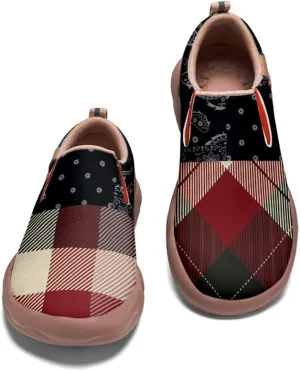 Men's Slip On Sneakers Casual Loafers Art Painted Comfort Soft Walking Shoes Cashew Floral Print Bandana Style