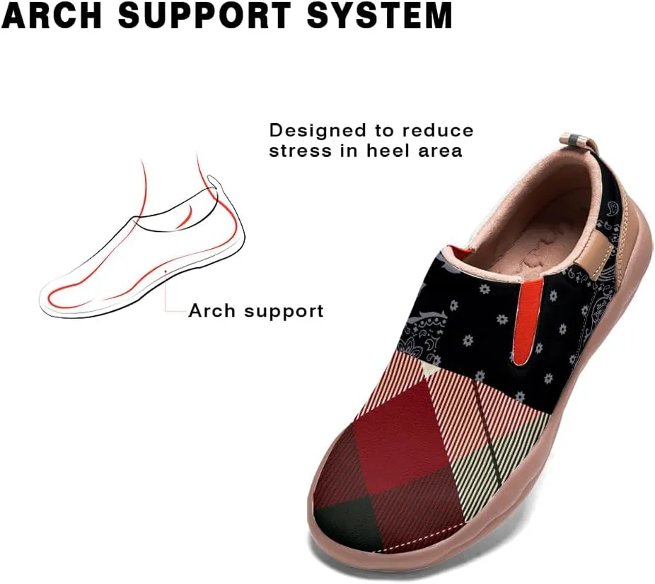 Men's Slip On Sneakers Casual Loafers Art Painted Comfort Soft Walking Shoes Cashew Floral Print Bandana Style