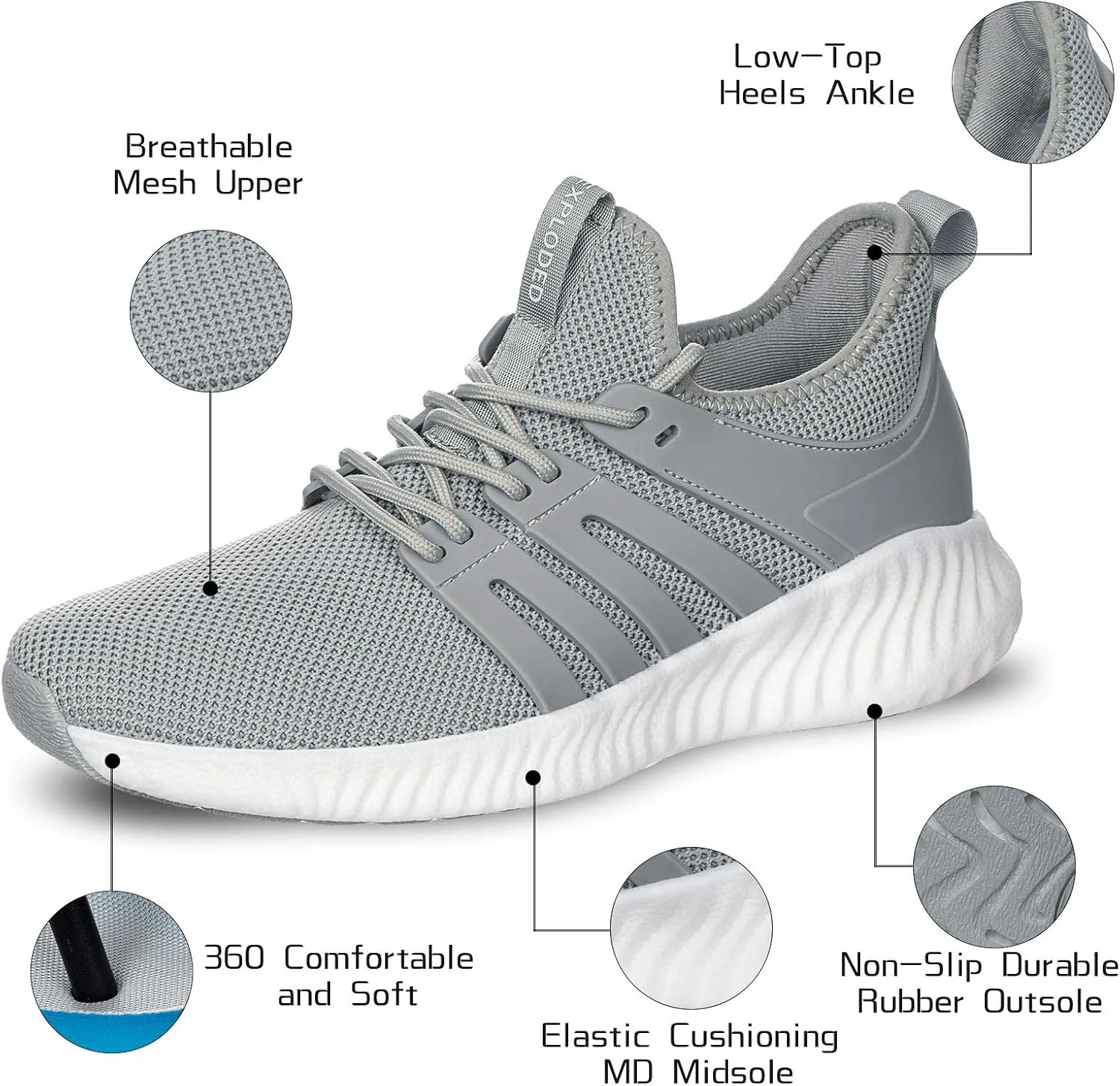 Mens Sneakers Walking Shoes - Memory Foam Athletic Tennis Running Workout Gym Ultra Lightweight Breathable Jogging Sports Shoes Slip on Casual Sneaker
