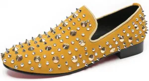 Mens Studded Loafers Spikes Rivets Luxury Penny Loafers Wedding Dress Slip On Party Prom Shoes Wingtip Suede Mocasines Casual Tuxedo Western Dsico Ballroom Smoking Shoes for Men