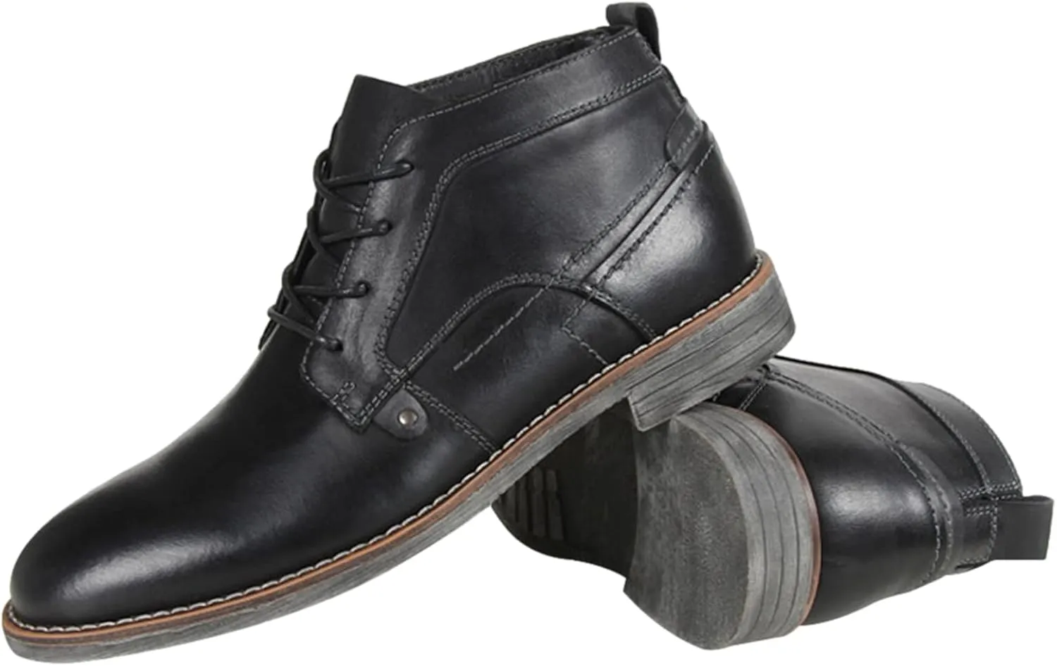 Men's Vintage Genuine Leather Ankle Boots Lace-Up Motorcycle ChUSka Boots