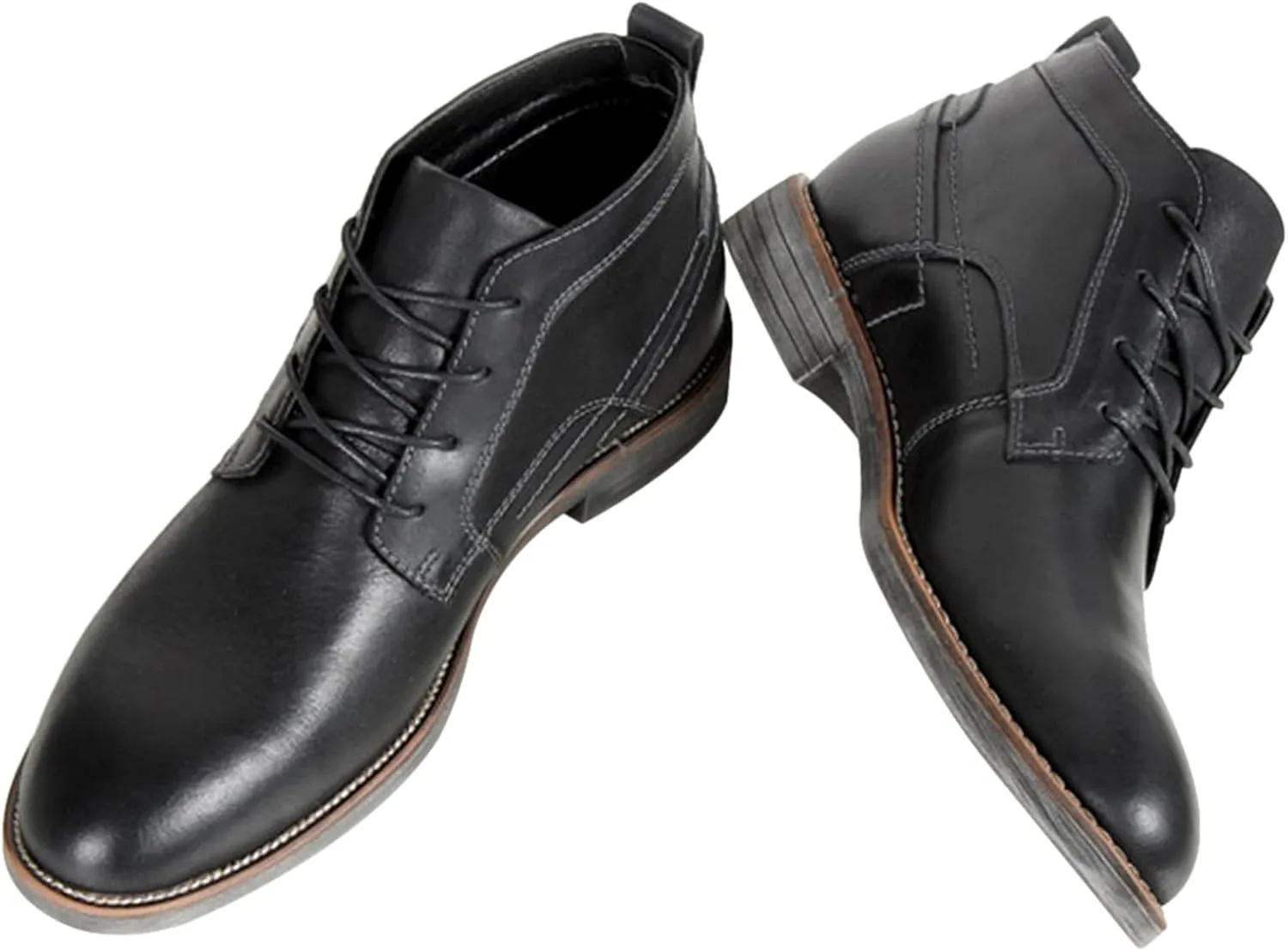Men's Vintage Genuine Leather Ankle Boots Lace-Up Motorcycle ChUSka Boots
