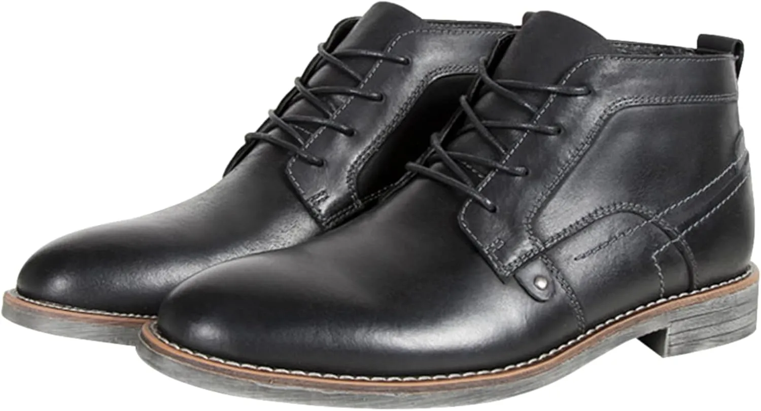 Men's Vintage Genuine Leather Ankle Boots Lace-Up Motorcycle ChUSka Boots