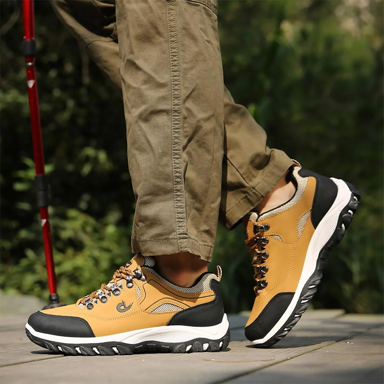 Men's Walking Shoes Waterproof Hiking Shoes Slip on Orthopedic Sneakers Outdoor Non Slip Shoes Casual Trail Shoes