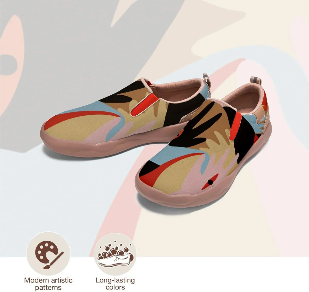 Mens Walking Slip-on Loafers Abstract Art Painted Sneakers Holiday Casual Travel Shoes