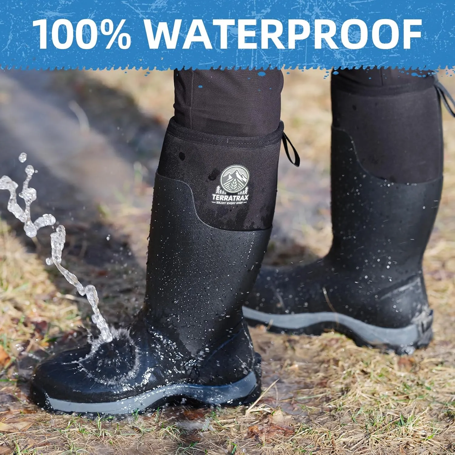 Men's Waterproof Insulated Rubber Hunting Boots – 6mm Neoprene Rain Boots for Outdoor Work, Fishing, Farming & Gardening