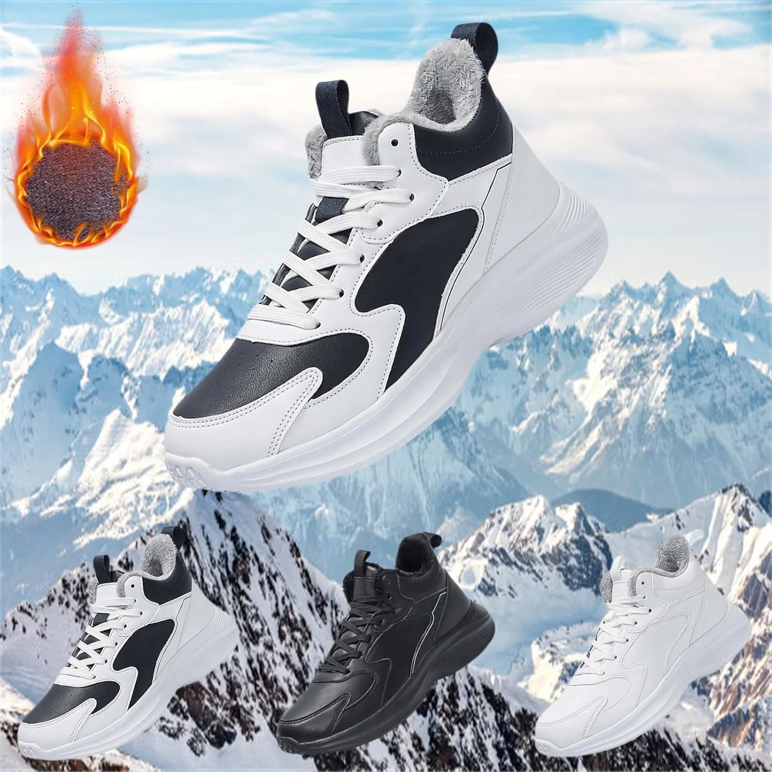 Men's Waterproof Snow Ankle Boots Winter Plush Lined Warm Anti-Slip Outdoor Ankle Boots Hiking Warm Ankle Boots