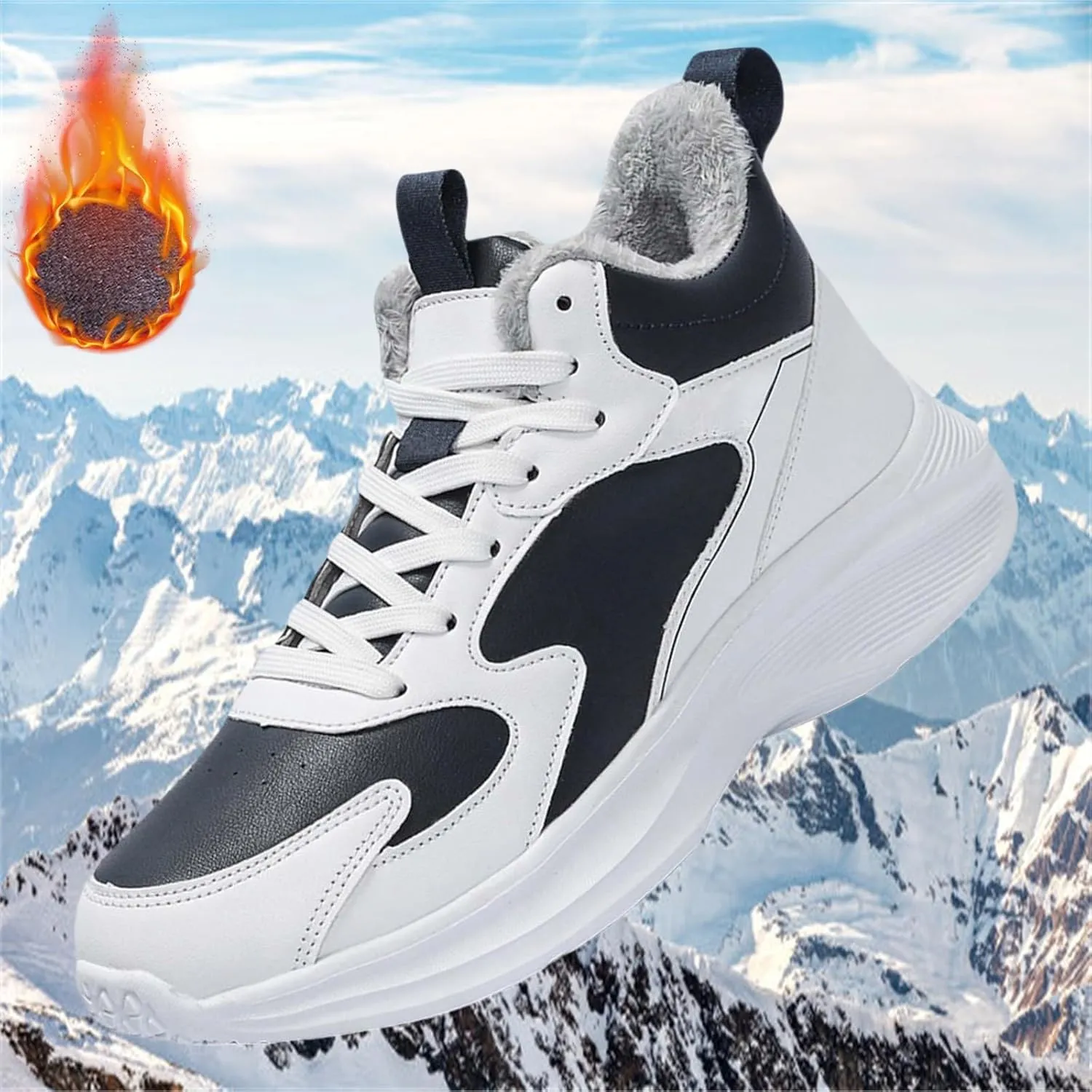 Men's Waterproof Snow Ankle Boots Winter Plush Lined Warm Anti-Slip Outdoor Ankle Boots Hiking Warm Ankle Boots