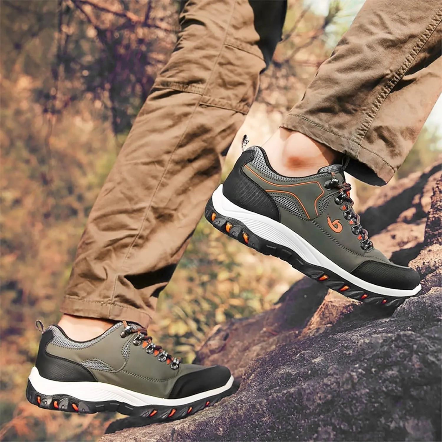 Men's Wide Hiking Shoes Lightweight Walking Shoes Waterproof Work Shoes for Outdoor Trailing Trekking Camping