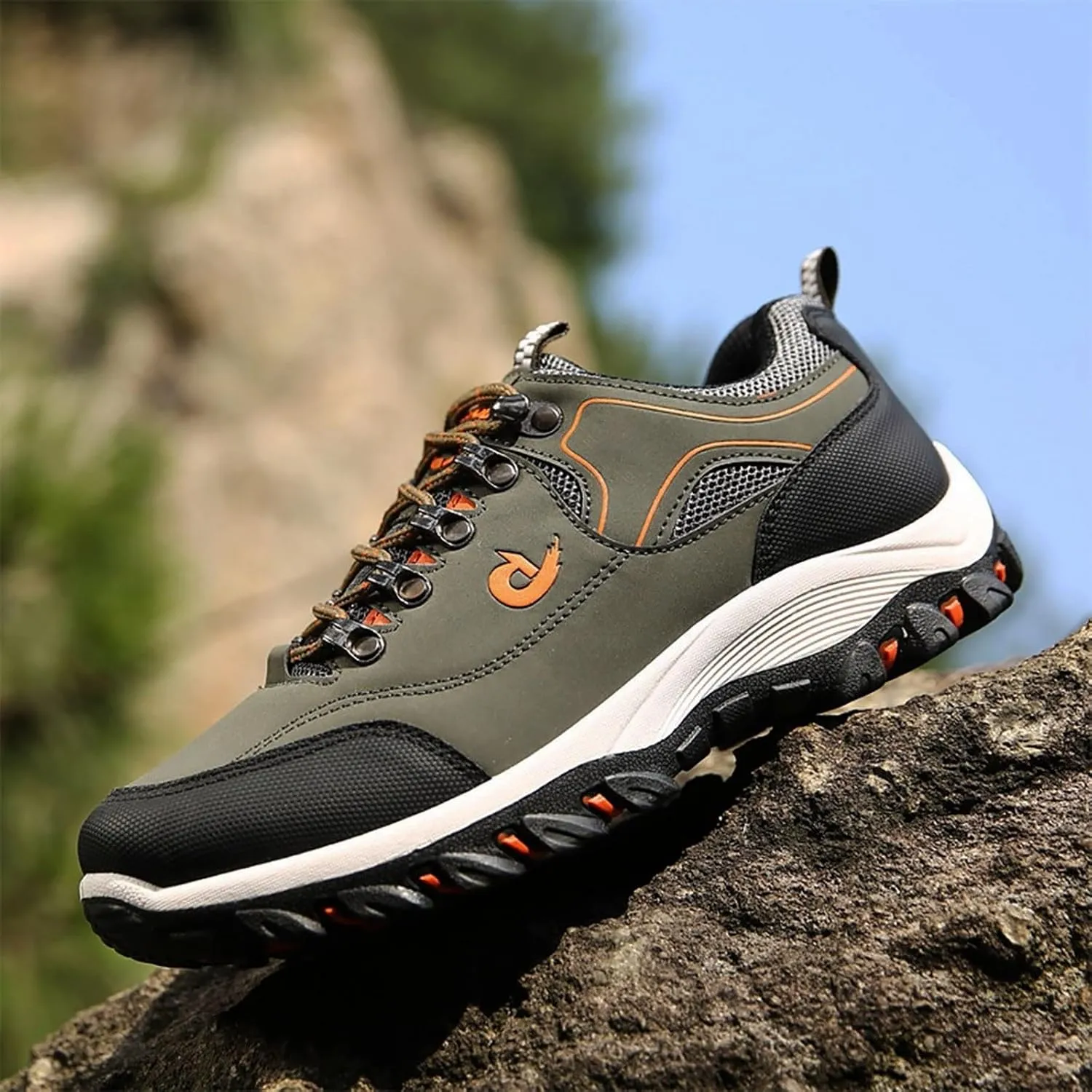 Men's Wide Hiking Shoes Lightweight Walking Shoes Waterproof Work Shoes for Outdoor Trailing Trekking Camping