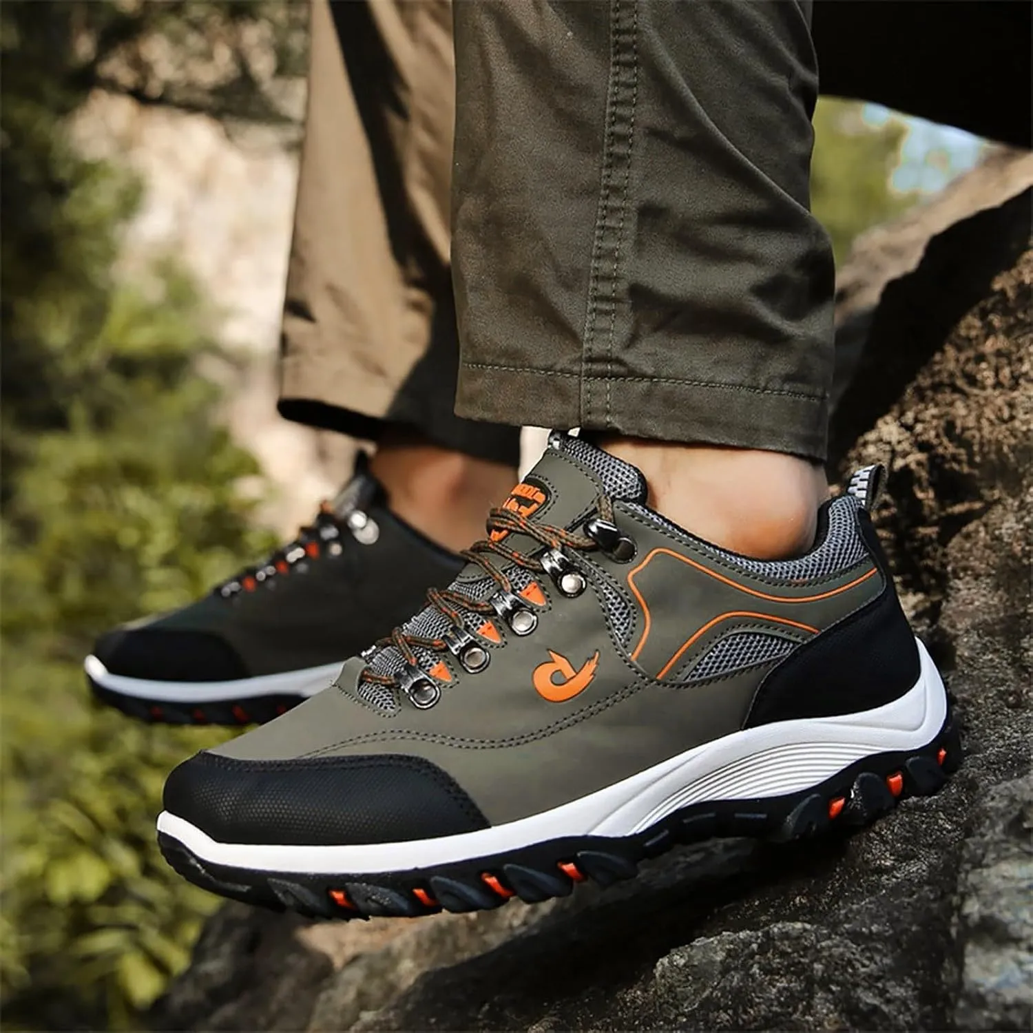 Men's Wide Hiking Shoes Lightweight Walking Shoes Waterproof Work Shoes for Outdoor Trailing Trekking Camping