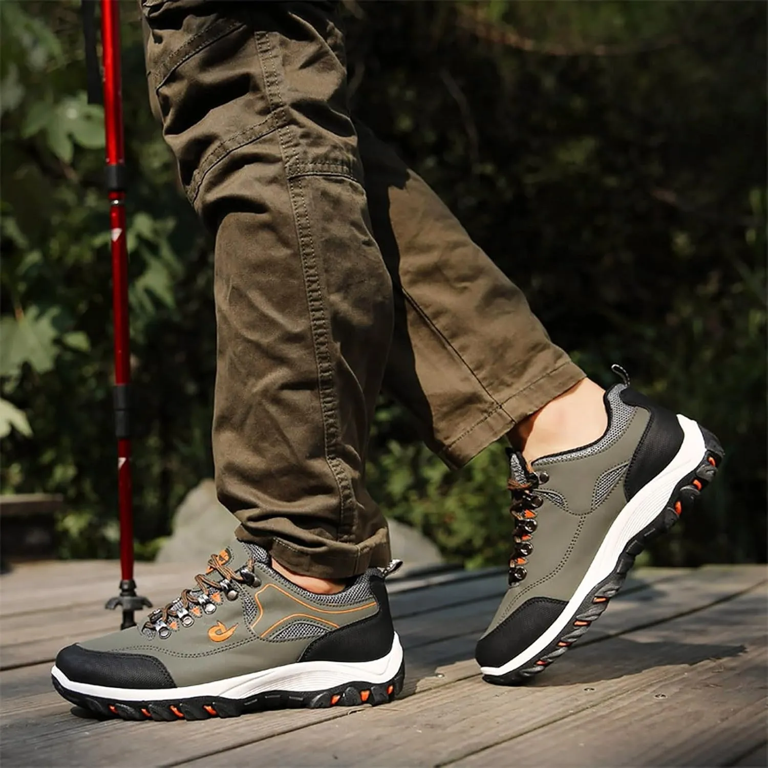 Men's Wide Hiking Shoes Lightweight Walking Shoes Waterproof Work Shoes for Outdoor Trailing Trekking Camping