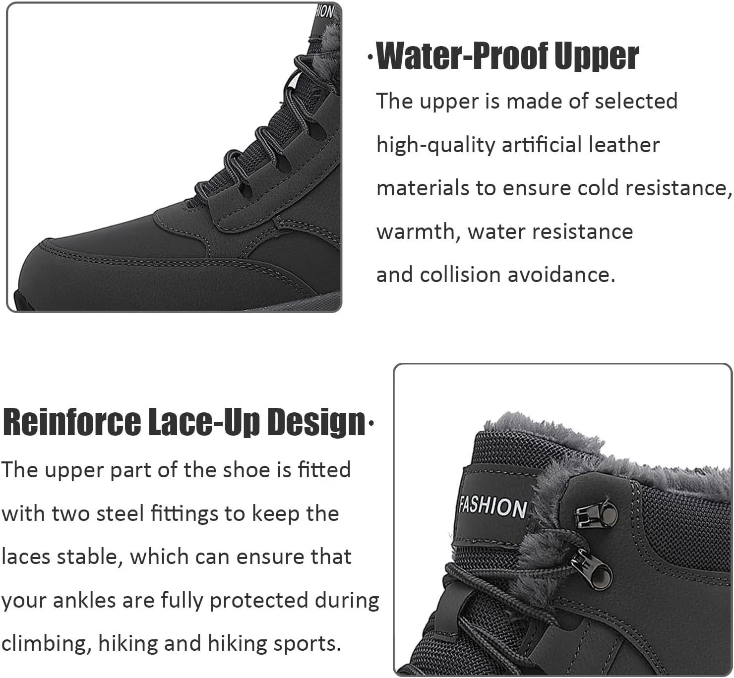 Men's Winter Snow Boots,Soft Insole Warm Fur Lining Comfortable Ankle Boots,Durable Outsole Wear-Resistant Waterproof Insulated Outdoor Anti-Slip Booties