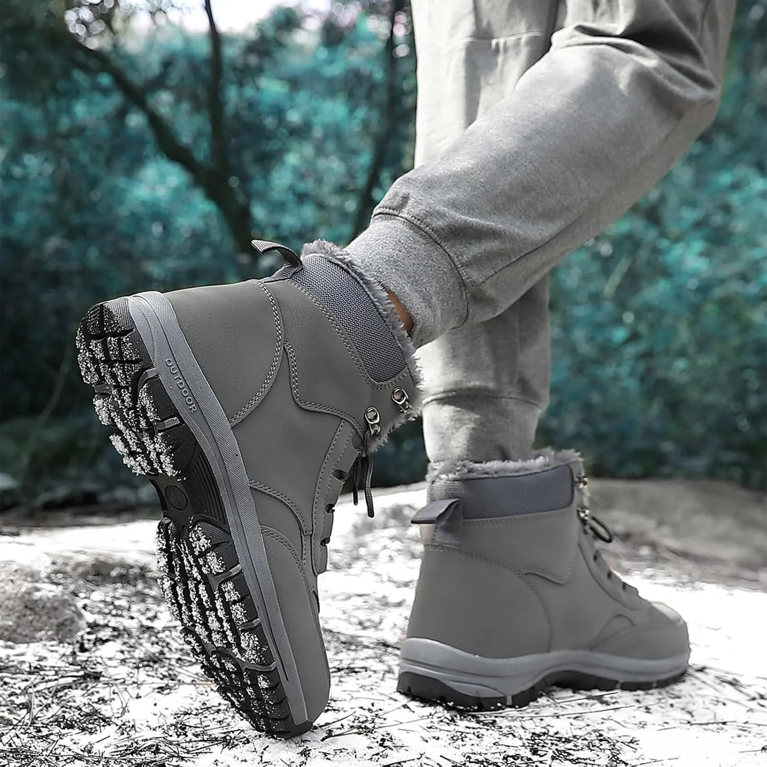 Men's Winter Snow Boots,Soft Insole Warm Fur Lining Comfortable Ankle Boots,Durable Outsole Wear-Resistant Waterproof Insulated Outdoor Anti-Slip Booties