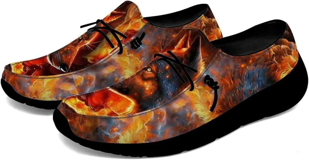 Men's Wolf Shoes Casual Loafers Slip-on Sneakers Wolf Gifts for Men Women