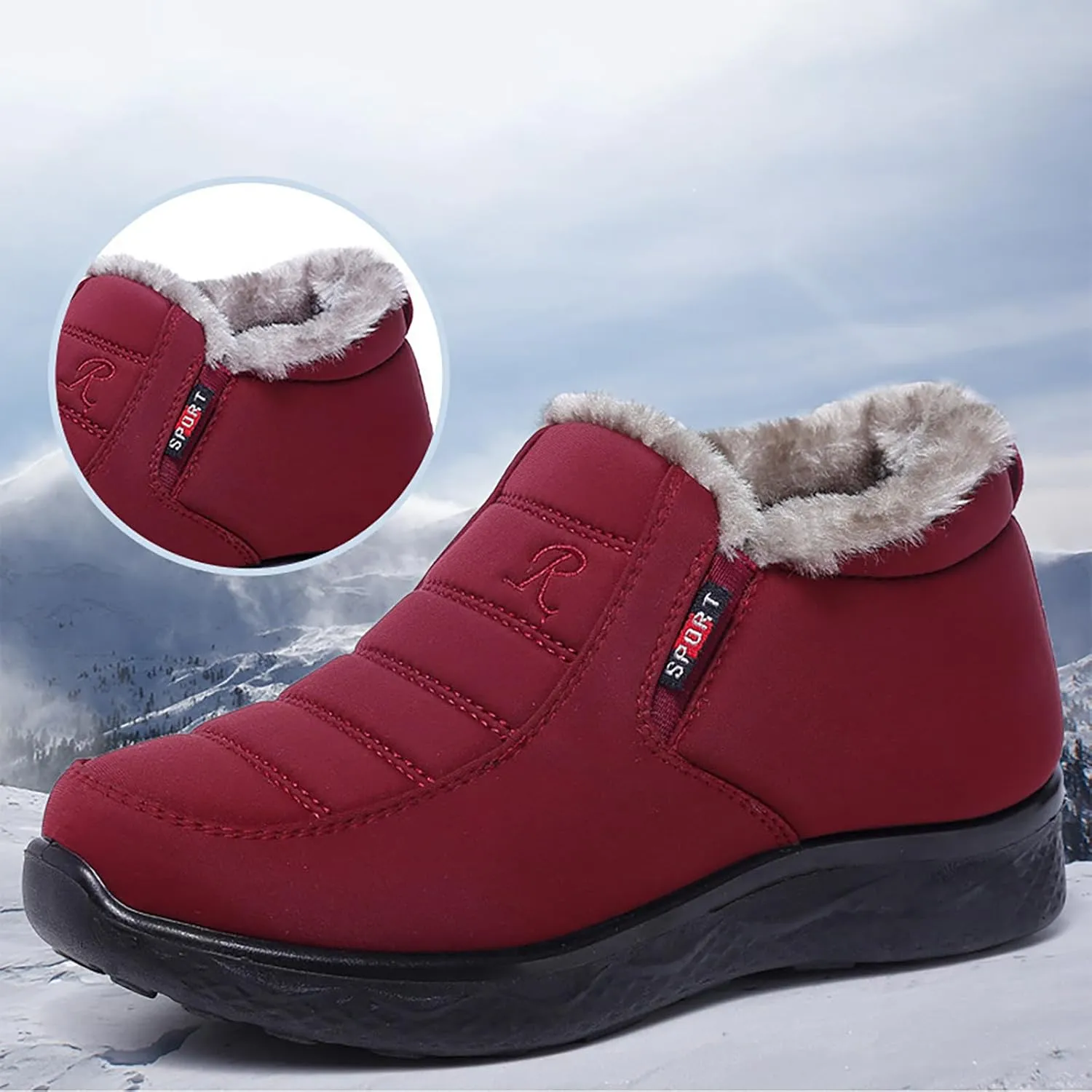 Men's Women's Snow Boots Winter Boots for Women Men Platform Fashion Sneakers Anti-Slip Waterproof Outdoor Shoes Warm Fur Lined Ankle Booties Comfortable Shoes for Women Cozy Insulated Short Boots