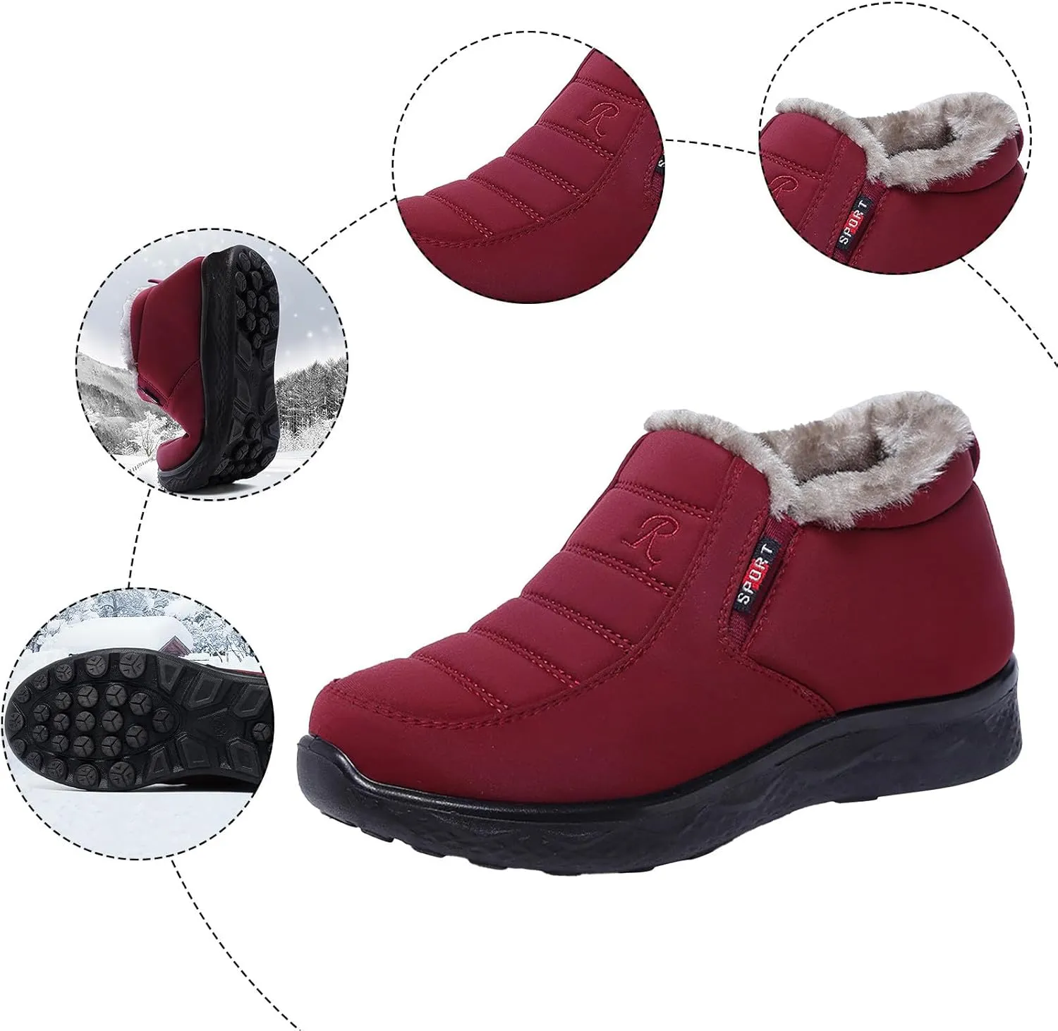 Men's Women's Snow Boots Winter Boots for Women Men Platform Fashion Sneakers Anti-Slip Waterproof Outdoor Shoes Warm Fur Lined Ankle Booties Comfortable Shoes for Women Cozy Insulated Short Boots