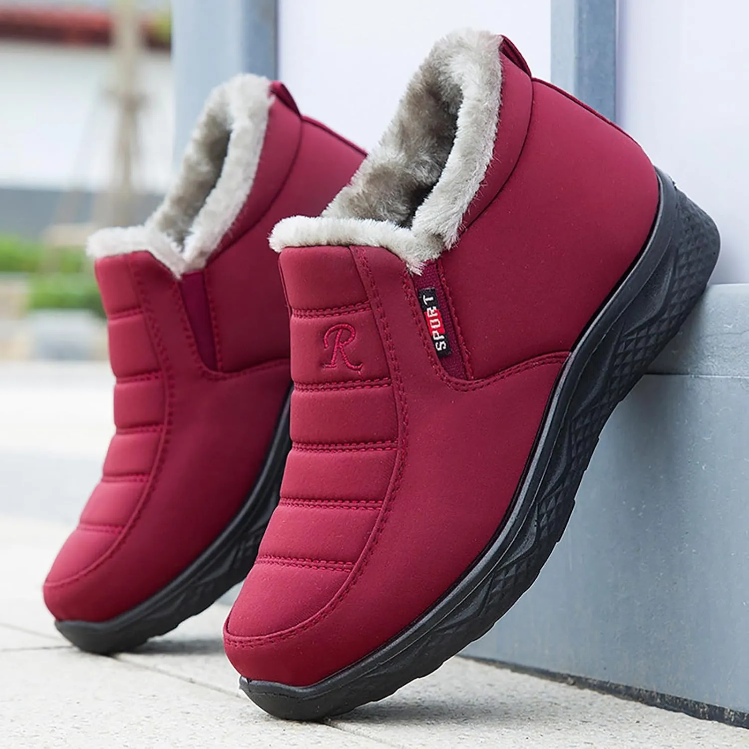 Men's Women's Snow Boots Winter Boots for Women Men Platform Fashion Sneakers Anti-Slip Waterproof Outdoor Shoes Warm Fur Lined Ankle Booties Comfortable Shoes for Women Cozy Insulated Short Boots