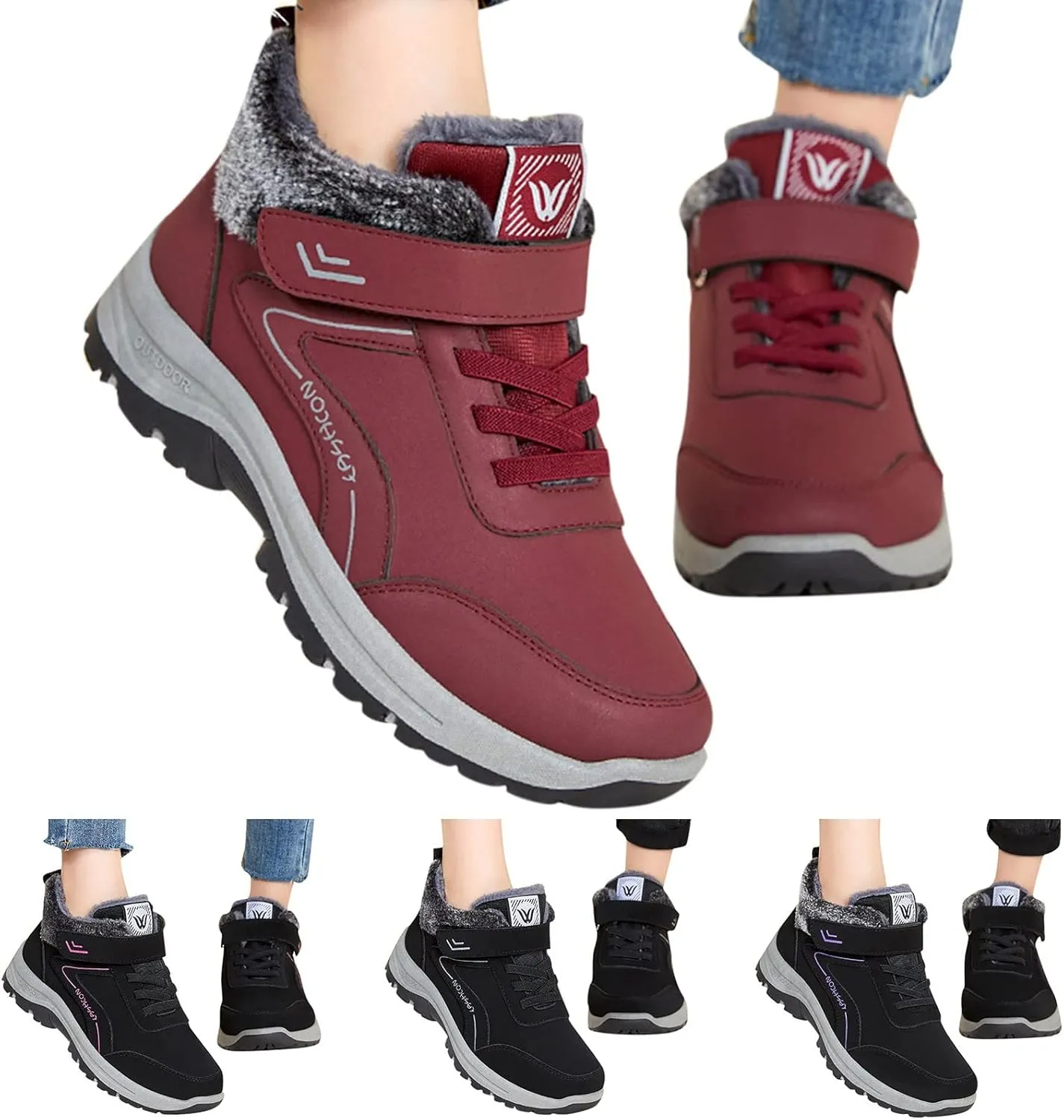 Mens Work Boots Wide Width Hiking Sneakers Fur Lined Ankle Boot Women Safety Toe Shoes Comfortable Slip On Platform Shoes Lightweight Comfortable Hike Grounded Footwear